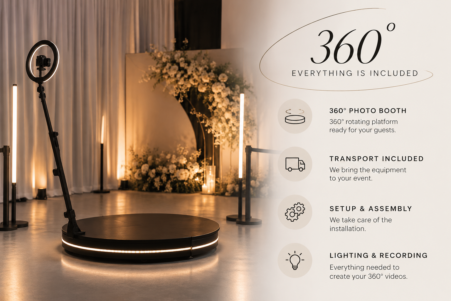360 videobooth huren voor bruiloft, feest of bedrijfsevent